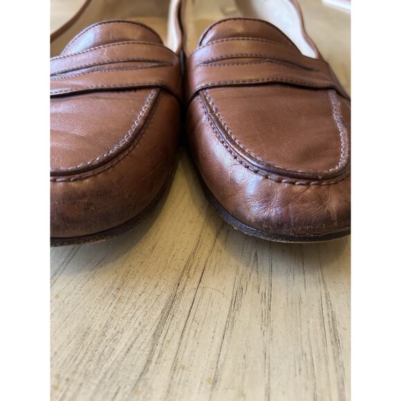 VTG Polo Ralph Lauren Penny Loafers Mens 9 Leather Full Strap Slip On Tan Italy - Picture 4 of 16